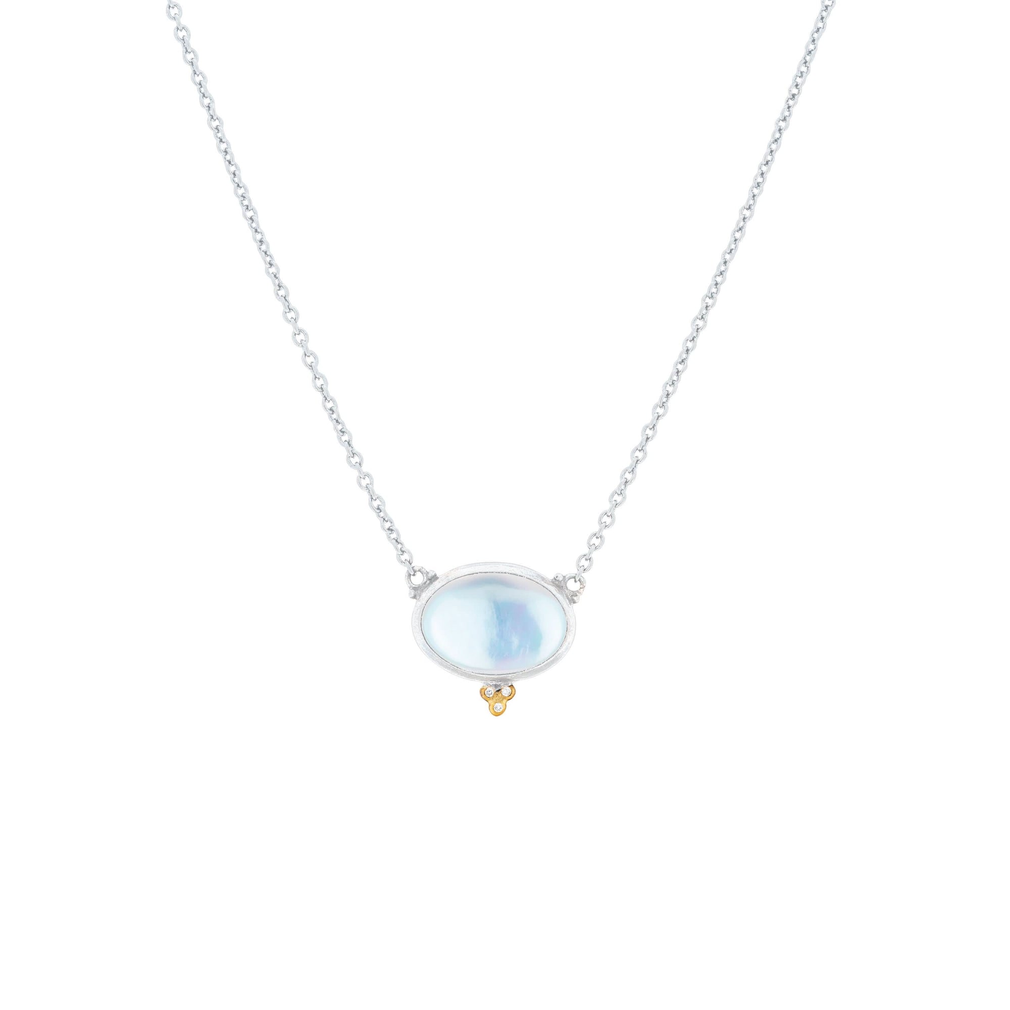 Lika Behar Karnak Blue Topaz & Diamond Necklace – 24K Gold & Sterling Silver
