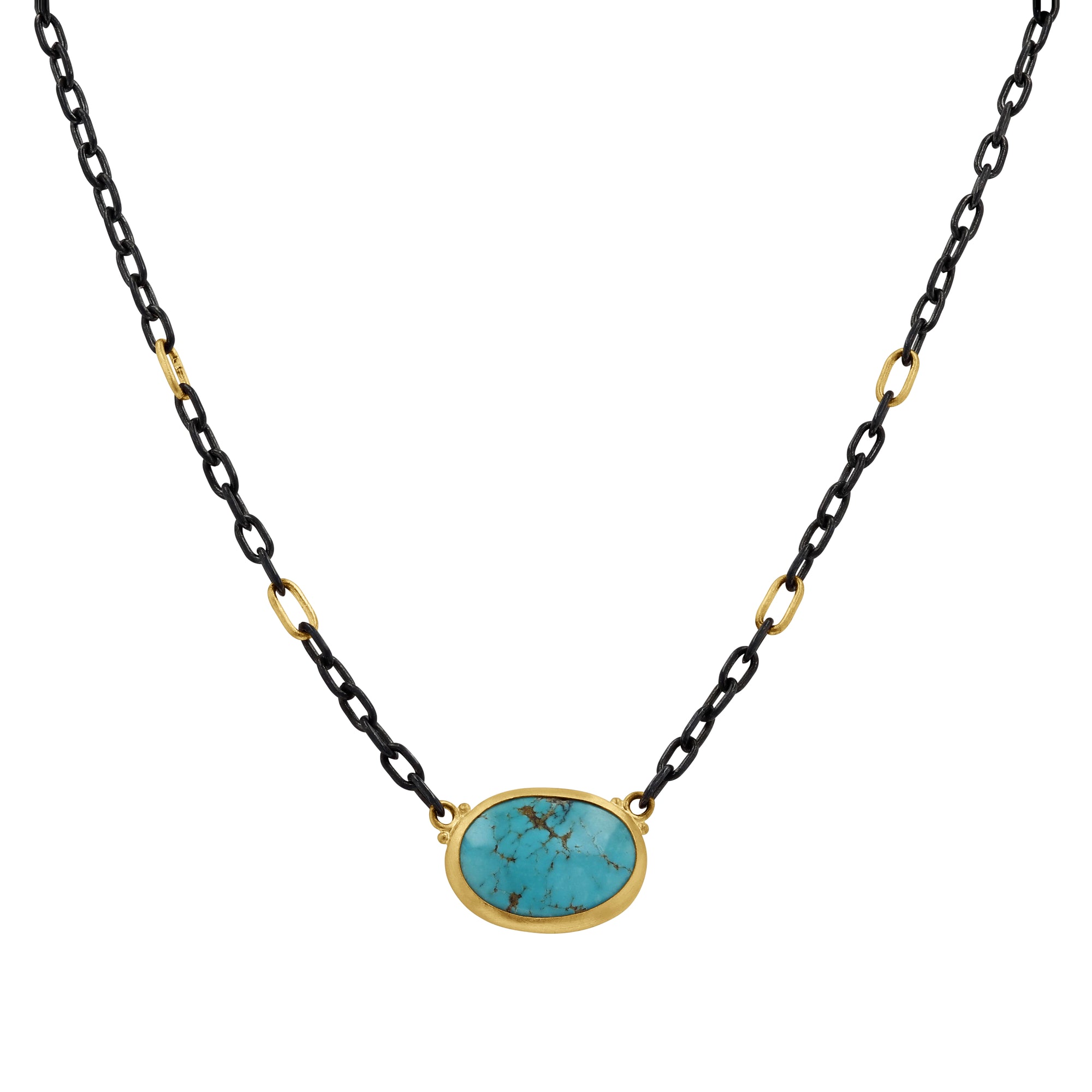 Lika Behar Oxidized Silver Sonoran Turquoise Pendant Necklace - Skeie's Jewelers