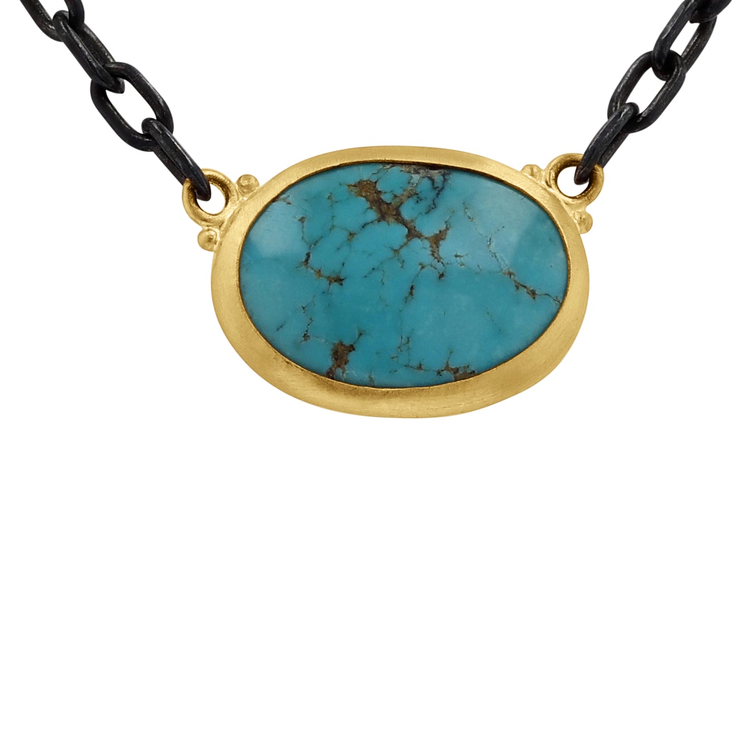 Lika Behar Oxidized Silver Sonoran Turquoise Pendant Necklace - Skeie's Jewelers