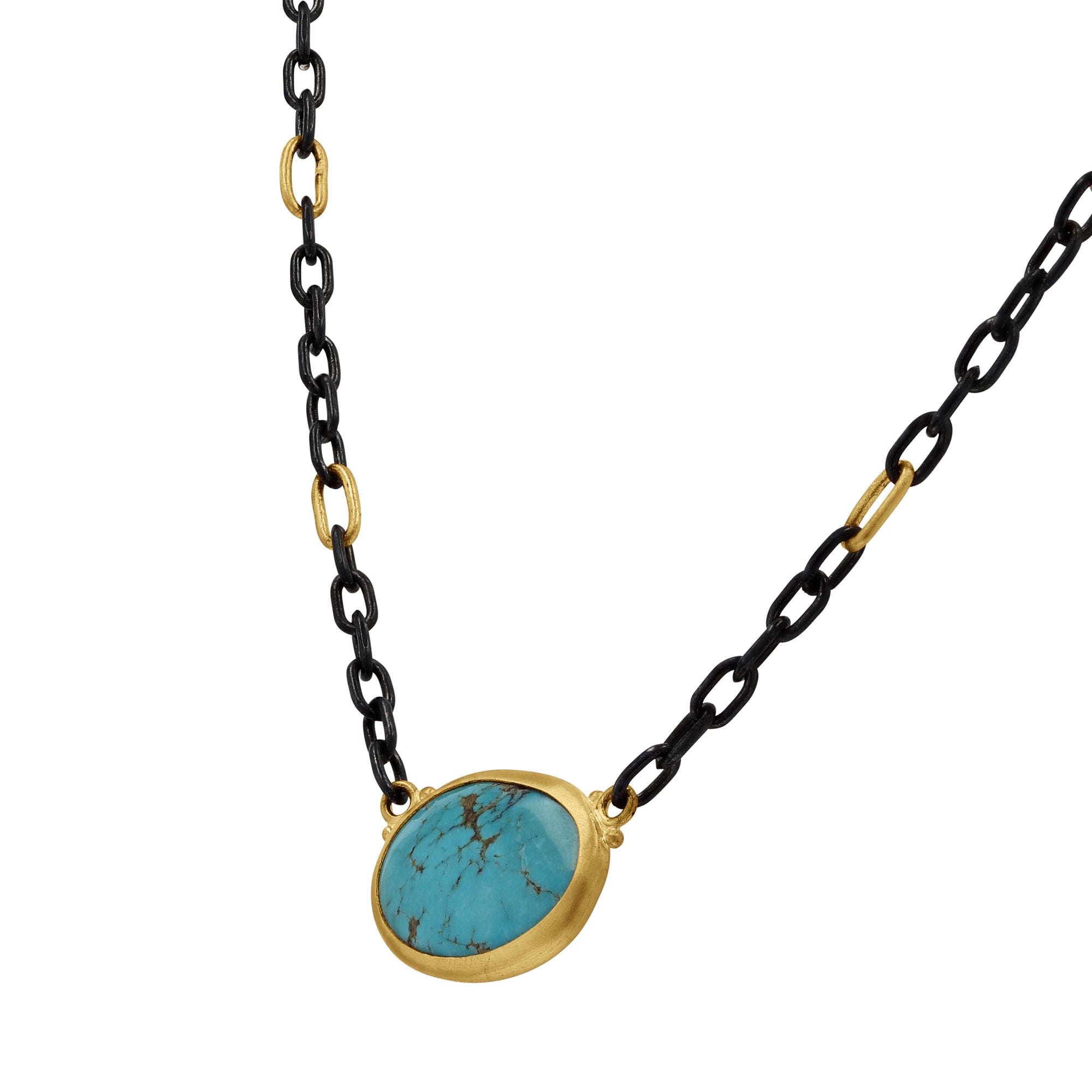 Lika Behar Oxidized Silver Sonoran Turquoise Pendant Necklace - Skeie's Jewelers