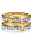 White and Yellow Gold Bujukan and Diamond Easy Stackable Ring - Skeie's Jewelers