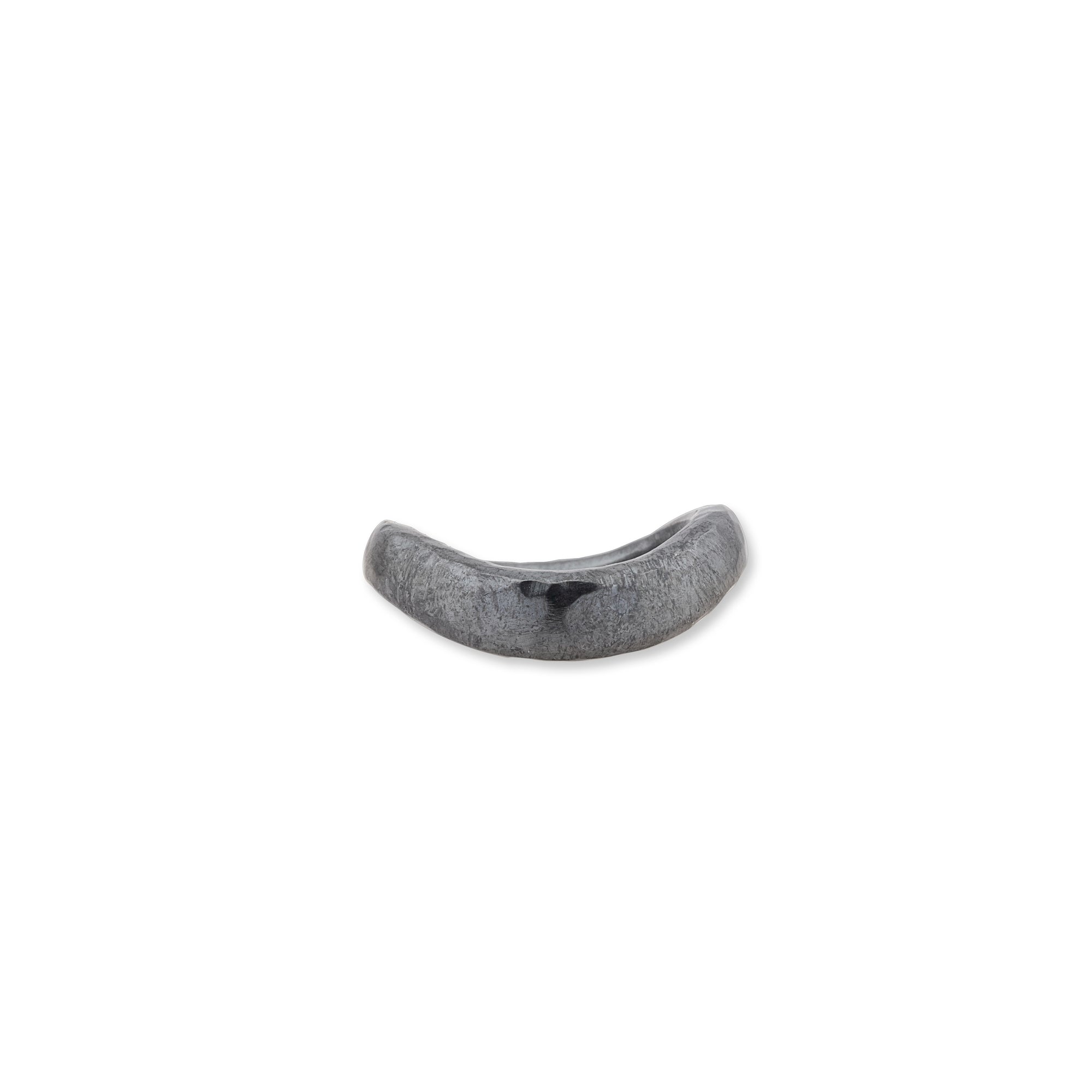 black ring with u shaped curve on a white background