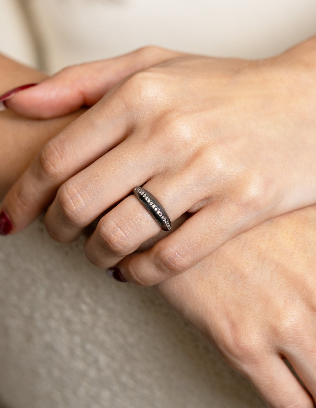 Lika Behar Oxidized Sterling Silver & Diamond Band