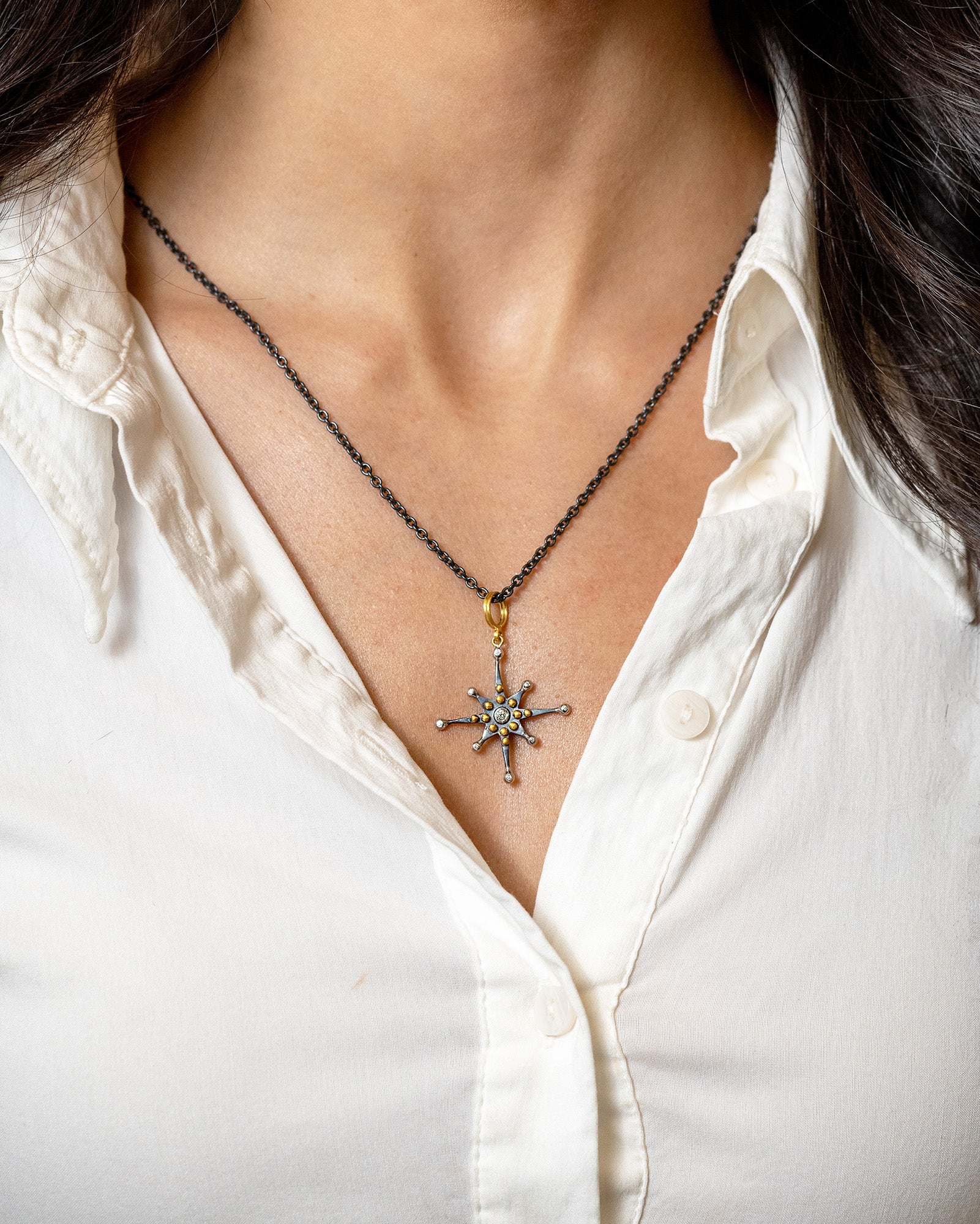 Lika Behar Oxidized Starburst Pendant Necklace - Skeie's Jewelers
