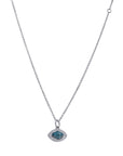 STERLING SILVER “PENELOPE” FACETED AQUAMARINE PENDANT, DIAMONDS,