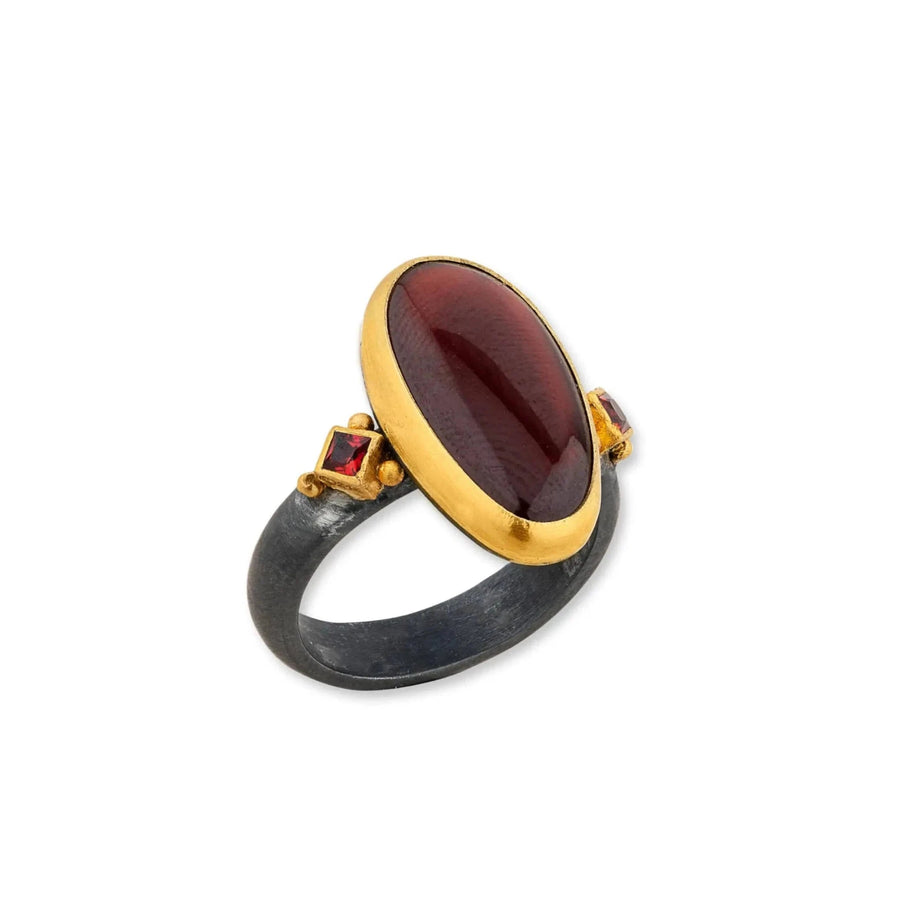 Lika Behar Garnet & Mother of Pearl Doublet Ring