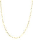 An 18-inch 14K yellow gold paper clip chain necklace, measuring 3.6mm wide with a pear-shaped lobster clasp.