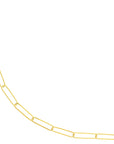 close up of Gold chain links necklace on a white background