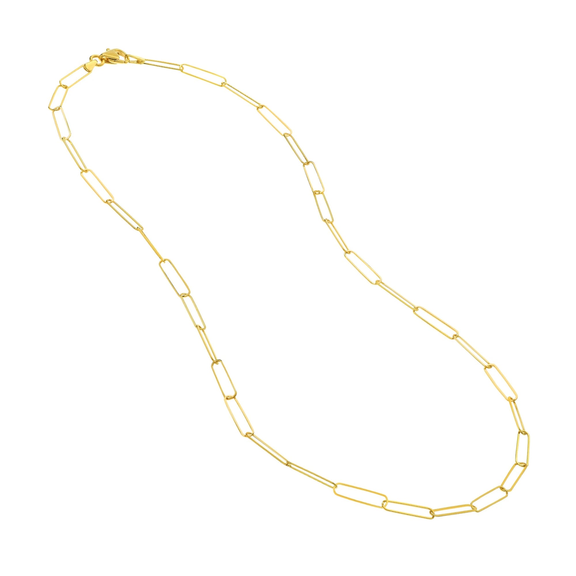 Gold chain necklace on a white background