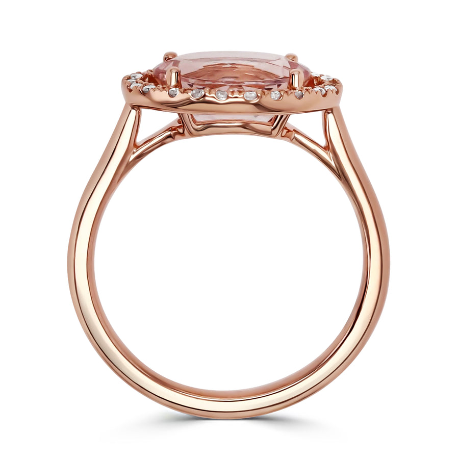 Morganite & Diamond Halo Gemstone Ring - Skeie's Jewelers