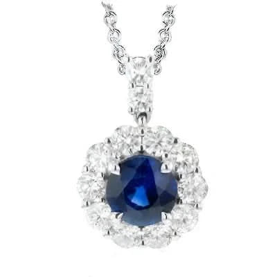 Sapphire & Diamond Halo Necklace by Simon G