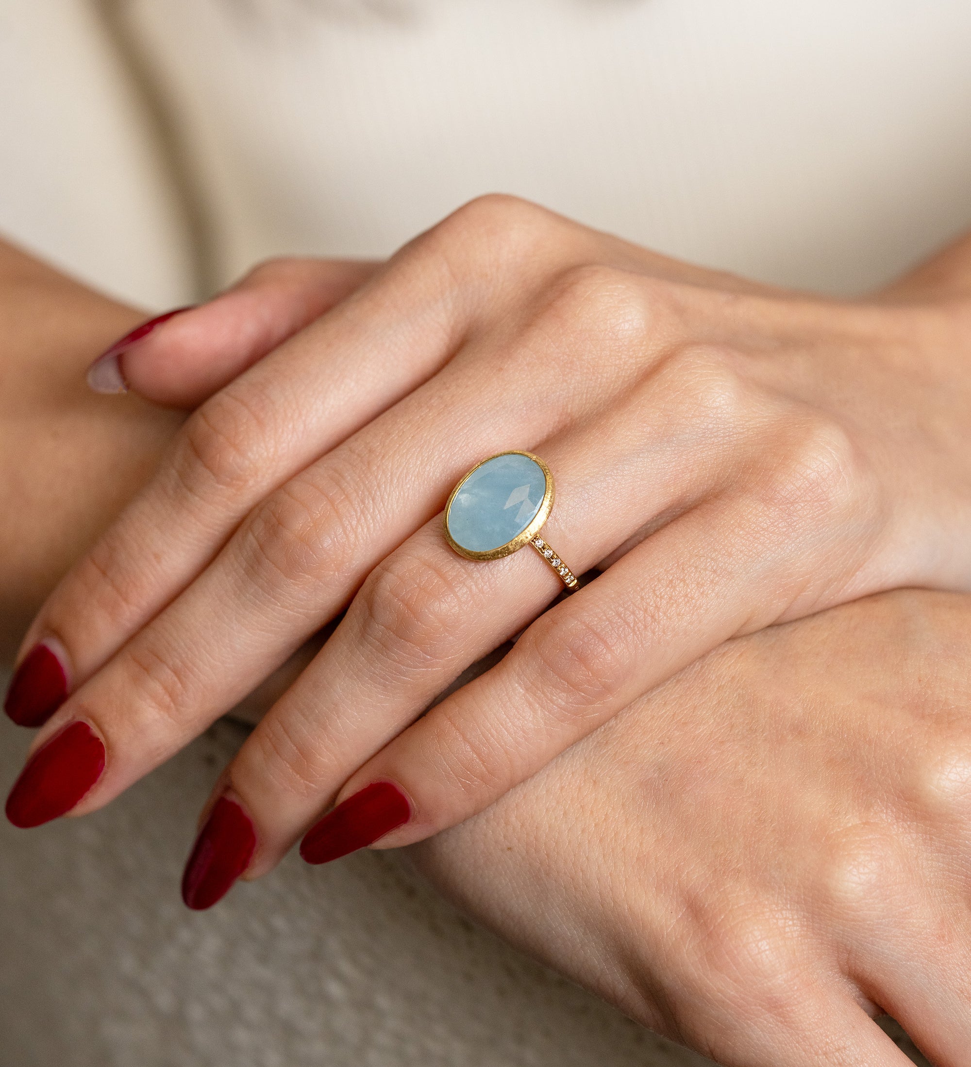 Marco Bicego® Siviglia Collection Aqua & Diamond Side Stone Ring - Skeie's Jewelers