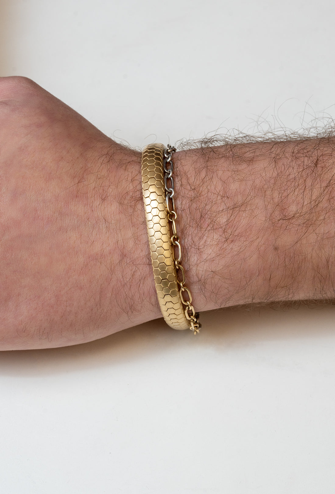 Mens Satin-Finish Snakeskin Bracelet