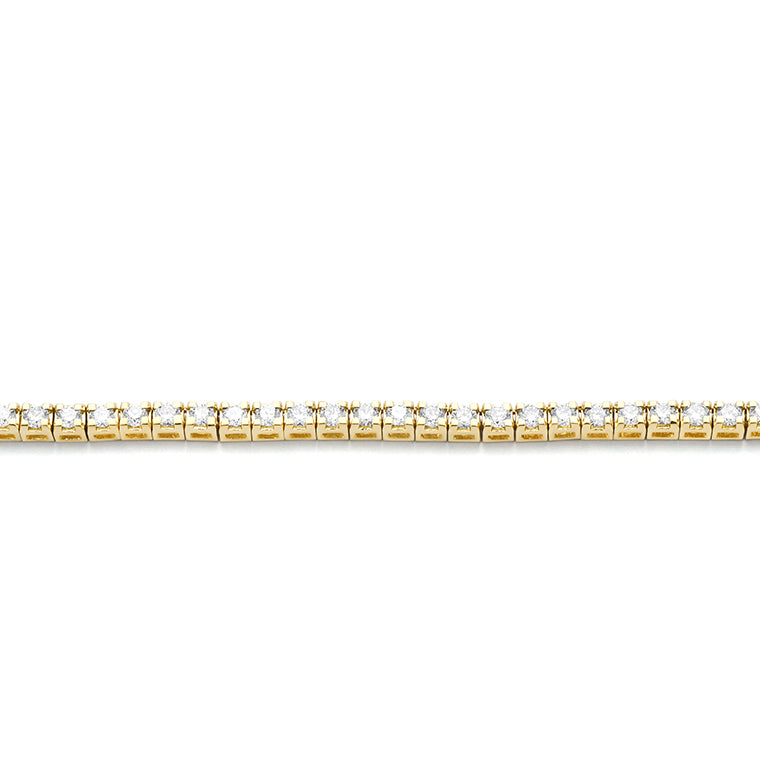 Gold necklace with small diamonds on a white background