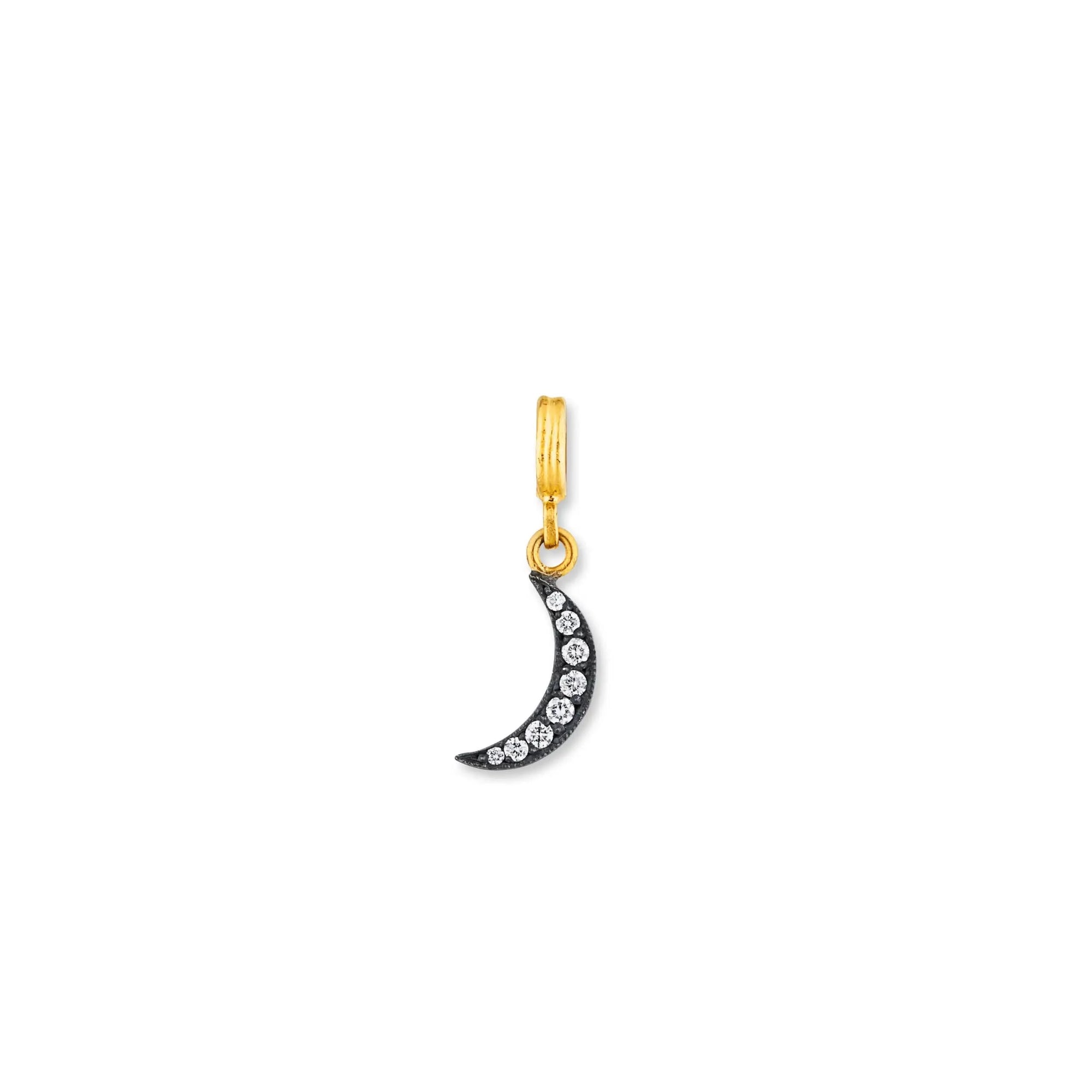 New Moon Oxidized Sterling Silver Charm Pendant - Skeie's Jewelers