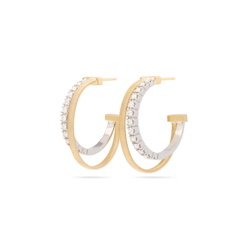 Marco Bicego Masai Double Hoop Earrings With Diamonds - Skeie's Jewelers