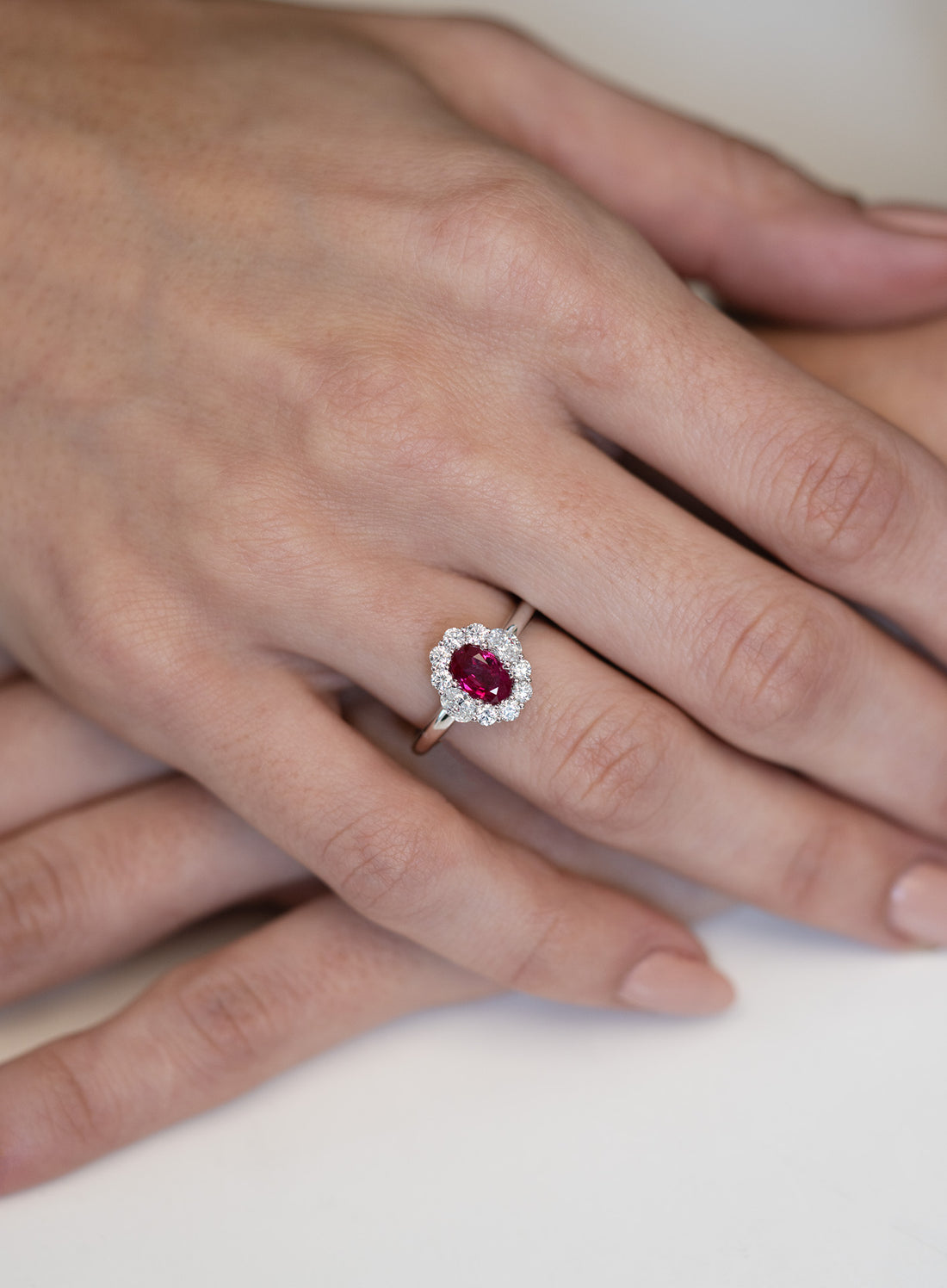 Oval-Cut Ruby and Diamond Ring