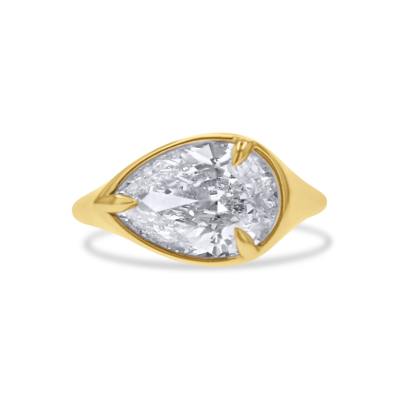 Yellow Gold Pear-Cut Scuptural Diamond Ring - Skeie's Jewelers