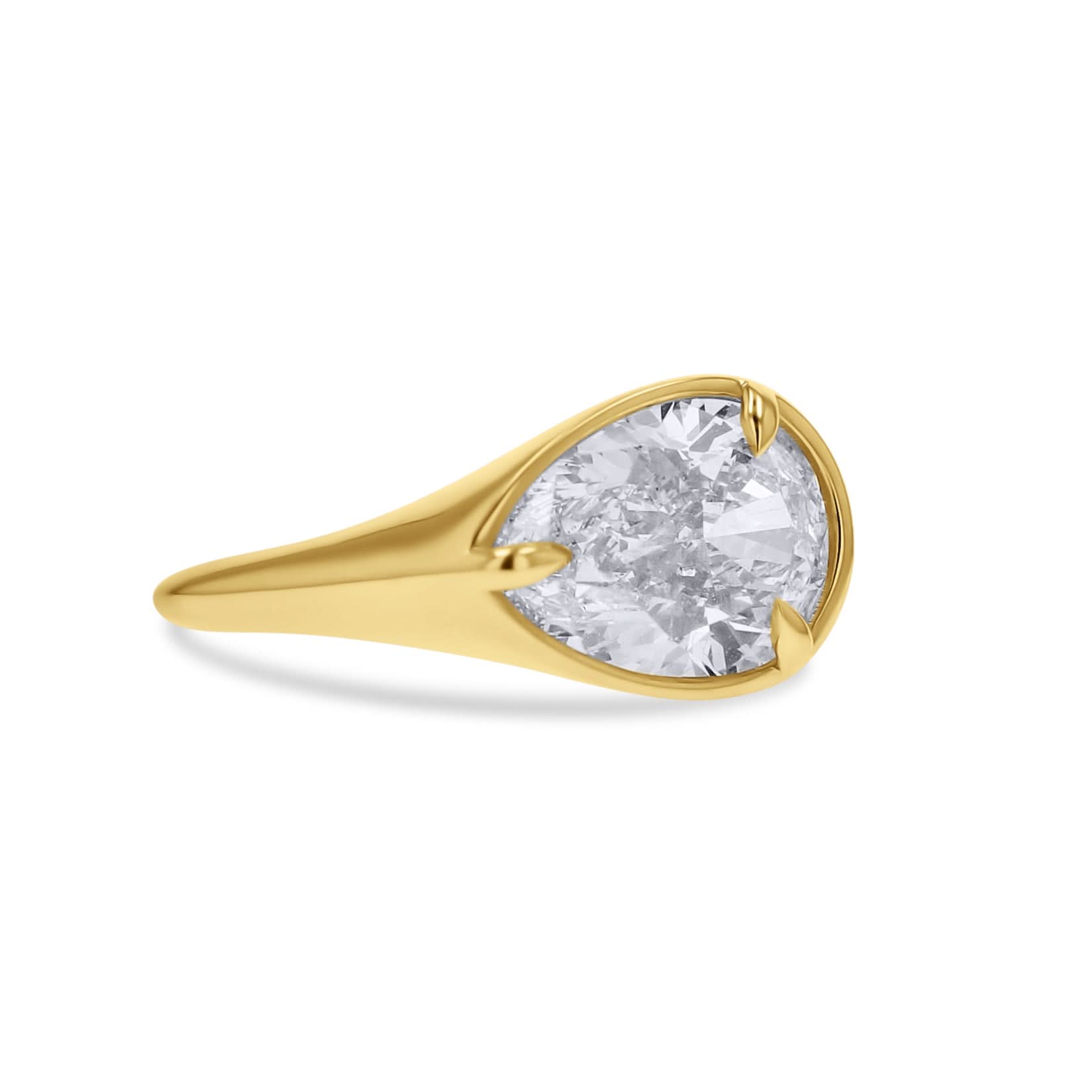 Yellow Gold Pear-Cut Scuptural Diamond Ring - Skeie's Jewelers
