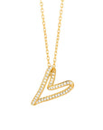 14k Yellow Gold Diamond Heart Pendant Necklace