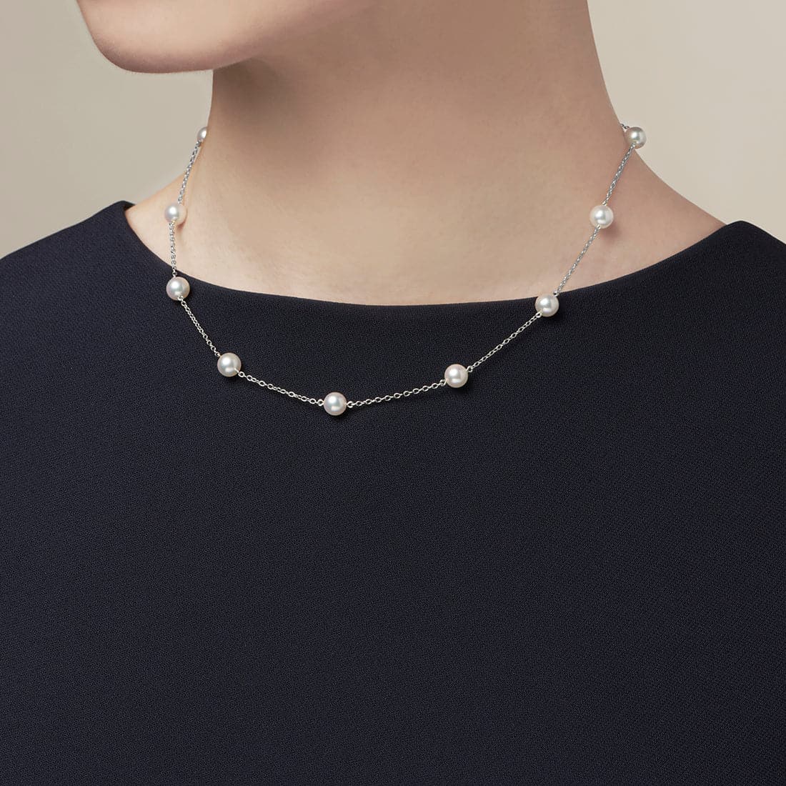 Mikimoto Gold Akoya Pearl Station Necklace - Skeie's Jewelers