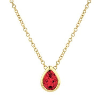 Yellow Gold Pear Garnet Pendant Necklace - Skeie's Jewelers
