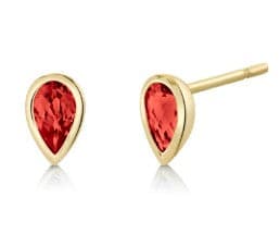 Yellow Gold Pear Garnet Stud Earrings - Skeie's Jewelers