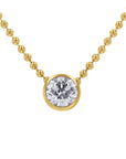 Round Bezel Solitaire Diamond Necklace on a Beaded Chain - Skeie's Jewelers