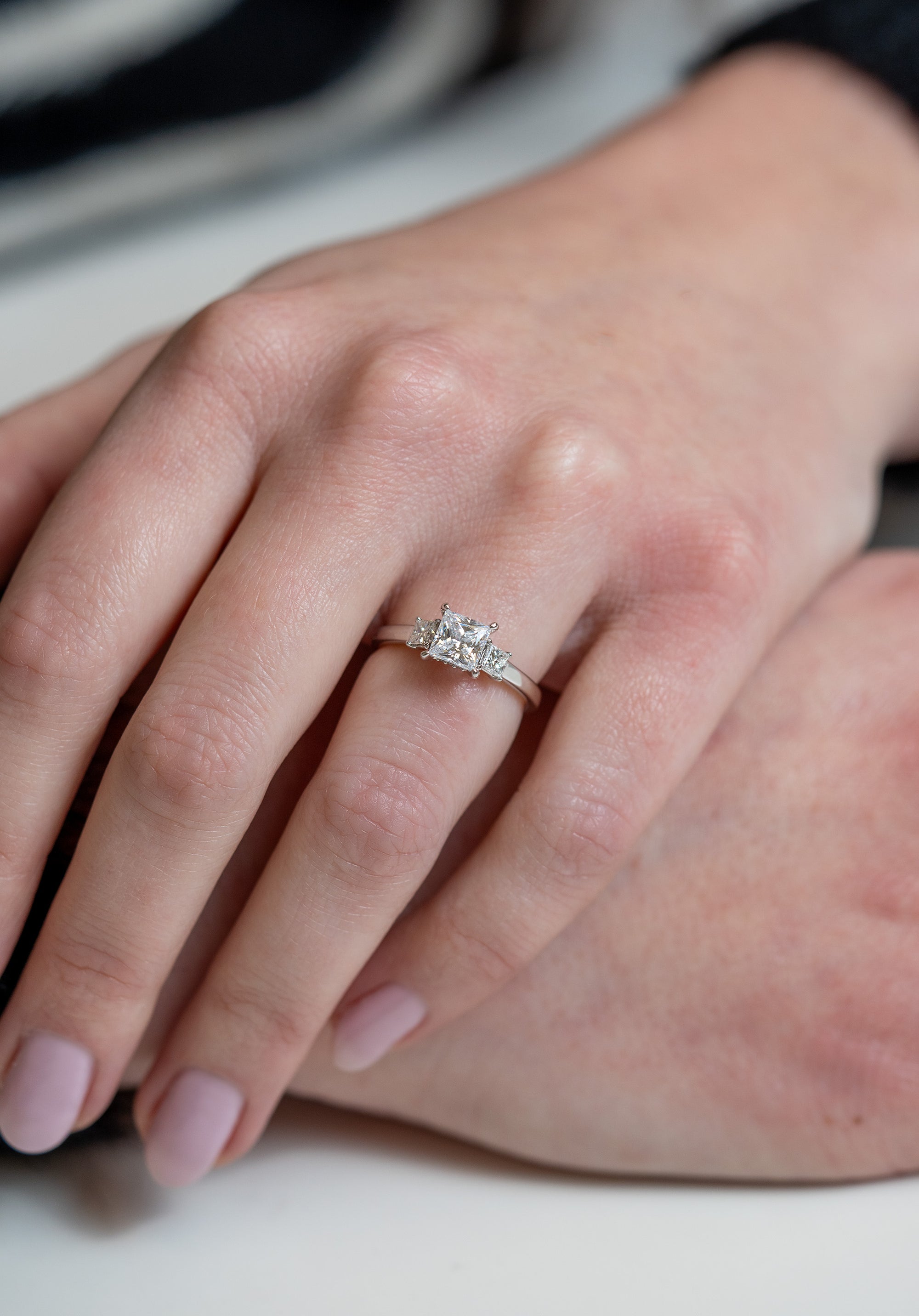Princess-Cut Three-Stone Engagement Ring - Skeie's Jewelers
