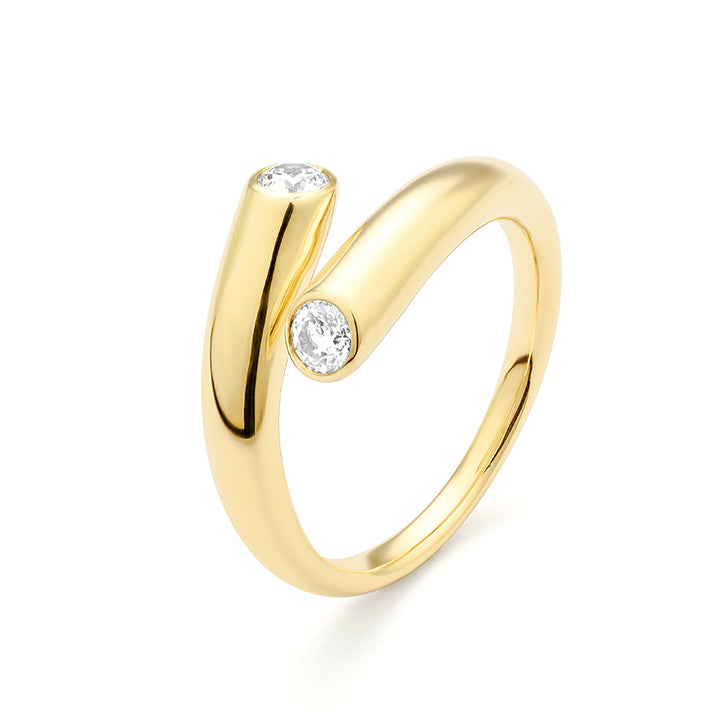 Yellow Gold Diamond Bypass Fashion Ring