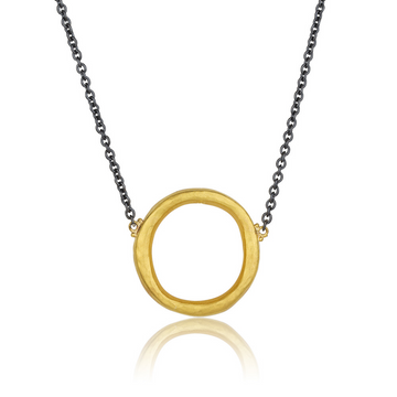 Lika Behar Yellow Gold & Oxidized Sterling Silver Circle Pendant