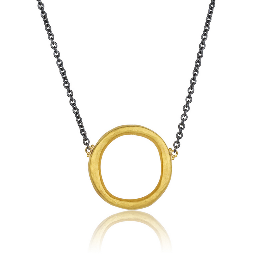 Lika Behar Yellow Gold & Oxidized Sterling Silver Circle Pendant