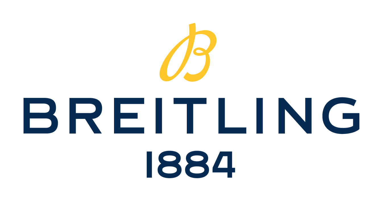 Breitling logo with yellow 'B' and blue text