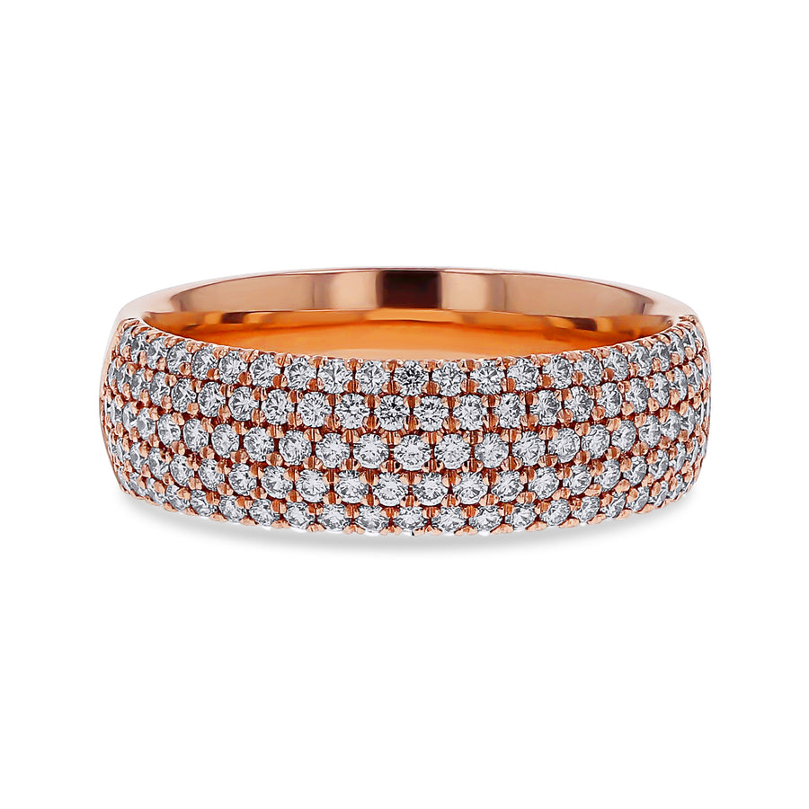 5-Row Half-Round Pave Diamond Ring