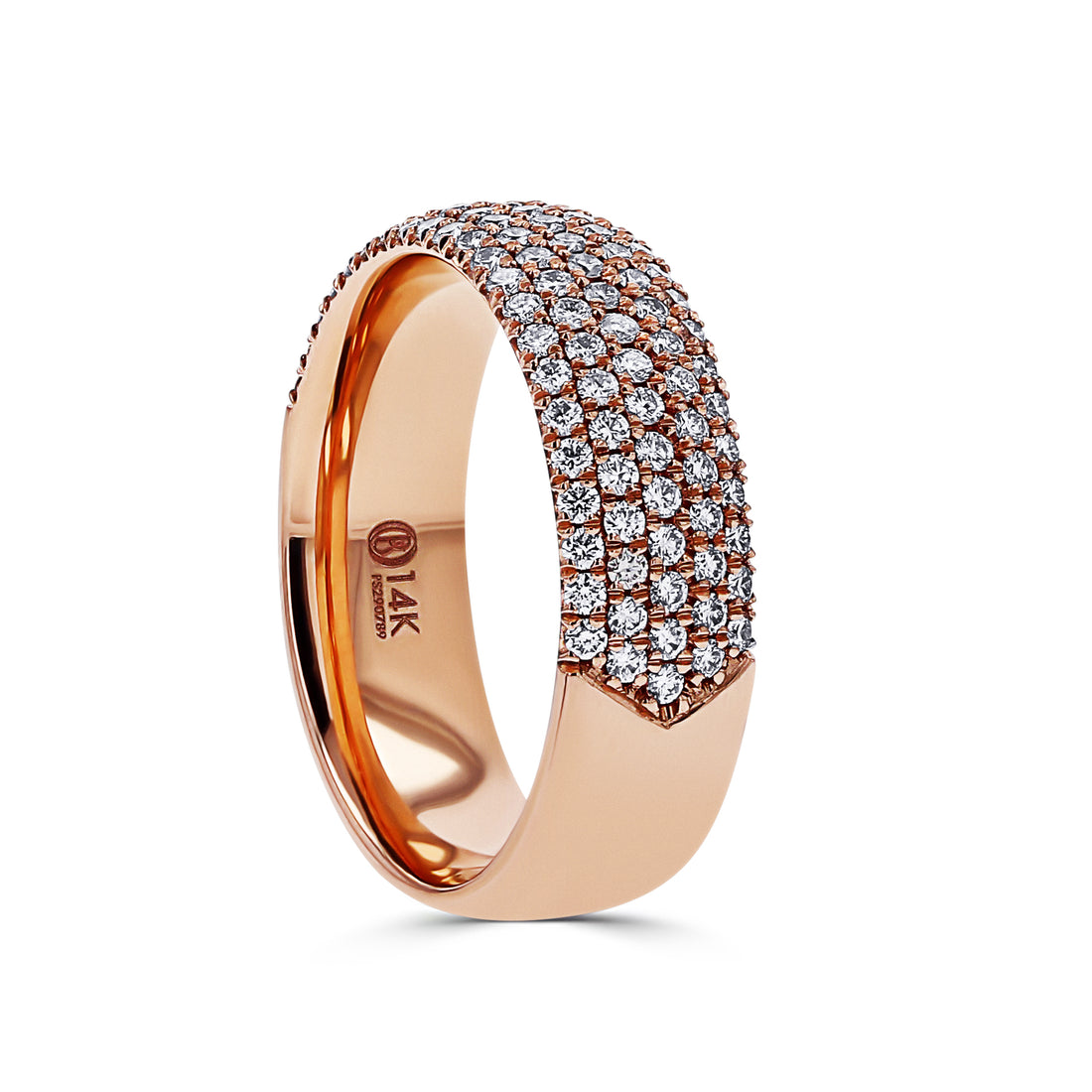 5-Row Half-Round Pave Diamond Ring