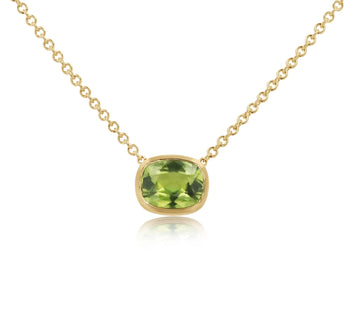 Cushion-Cut Peridot Bezel Necklace - Skeie's Jewelers