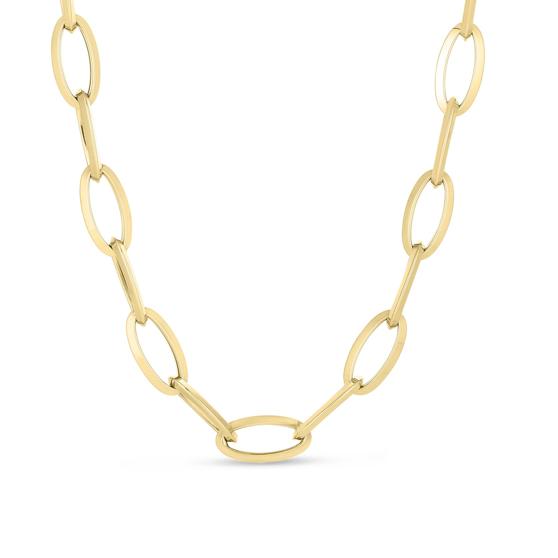 Roberto Coin Yellow Gold Knife Edge Oval Link Chain Necklace - Skeie's Jewelers