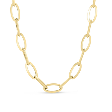 Roberto Coin Yellow Gold Knife Edge Oval Link Chain Necklace