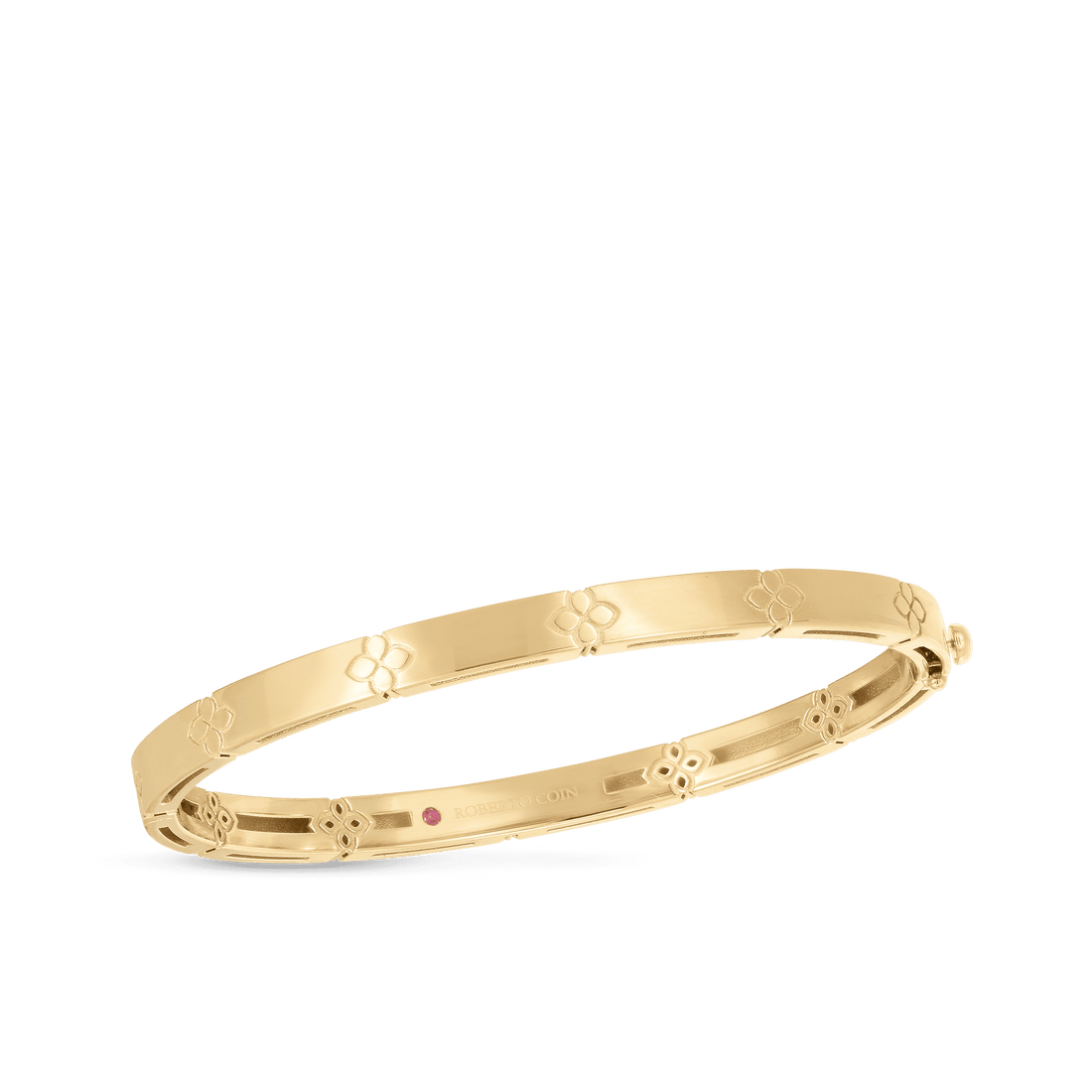 Roberto Coin Yellow Gold Love in Verona Narrow Bangle - Skeie's Jewelers