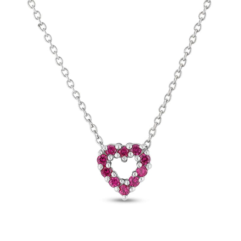 Roberto Coin Tiny Treasures Reversible Diamond & Gemstone Heart Necklace - Skeie's Jewelers