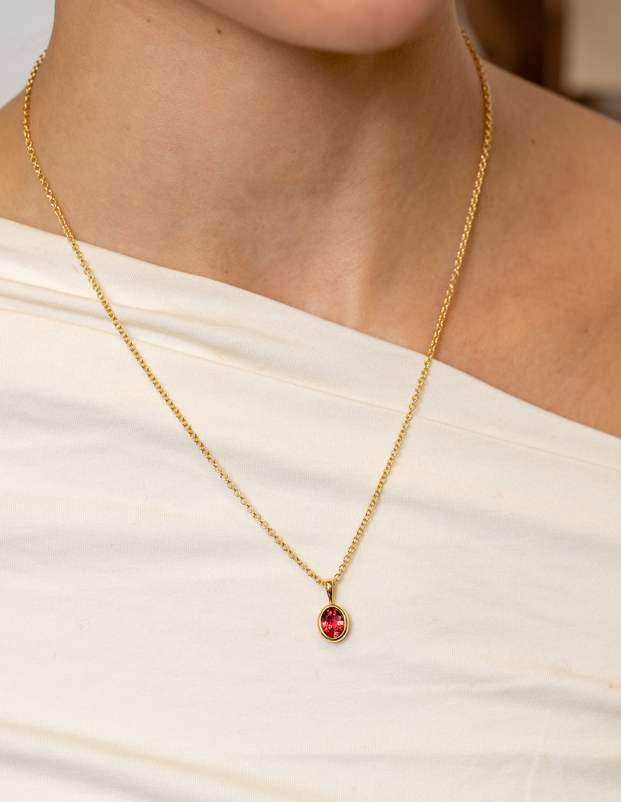 Red Spinel Bezel-Set Necklace