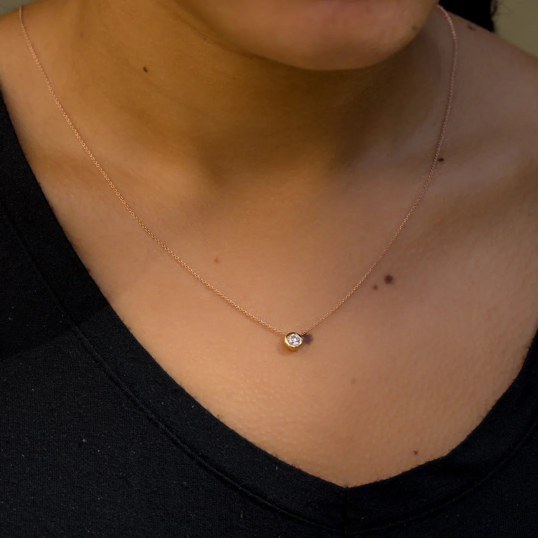 Roberto Coin Round Diamond Bezel Necklace - Skeie's Jewelers