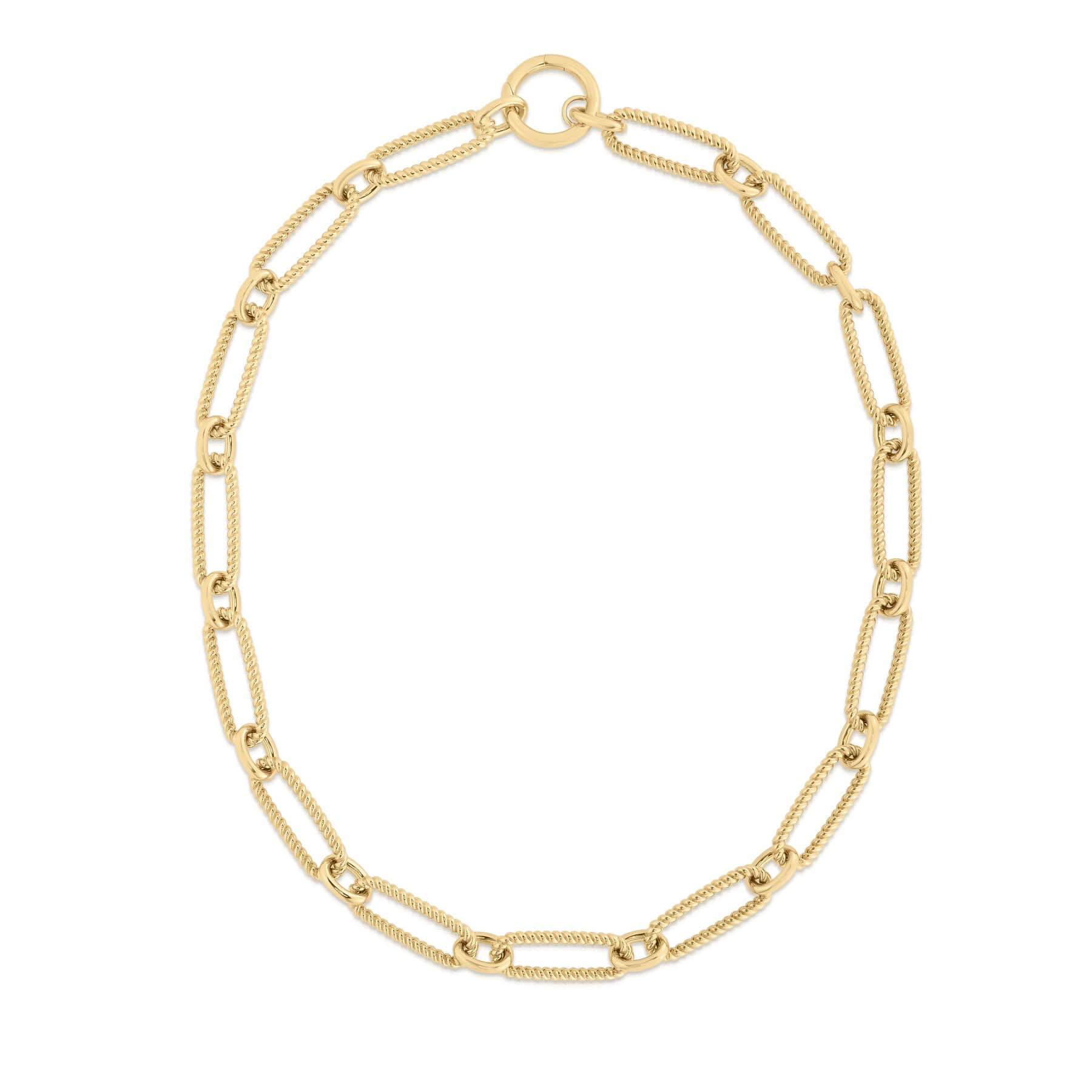 Roberto Coin Alternating Fluted Paperclip and Oval Link Necklace - Skeie's Jewelers