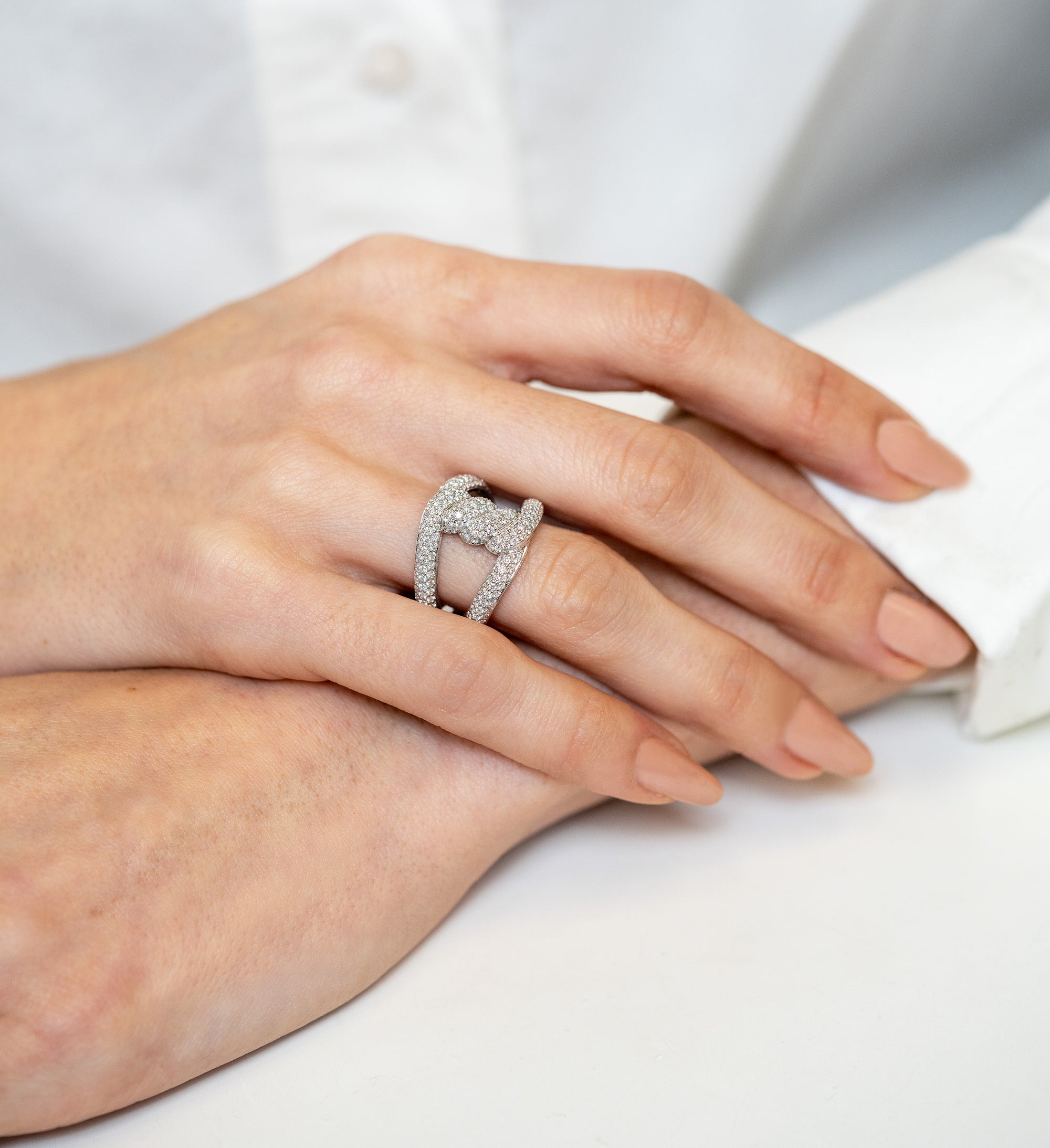 Roberto Coin Pave Diamond Cialoma Twist Ring - Skeie's Jewelers