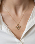 Roberto Coin Two-Tone Cialoma Small Diamond Flower Necklace - Skeie's Jewelers