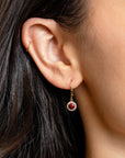 Ruby & Diamond Halo Dangle Earrings - Skeie's Jewelers