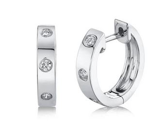 Diamond Station Hoops by Shy Creation - Skeie's Jewelers
