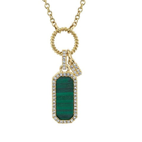 Malachite Dog Tag Necklace