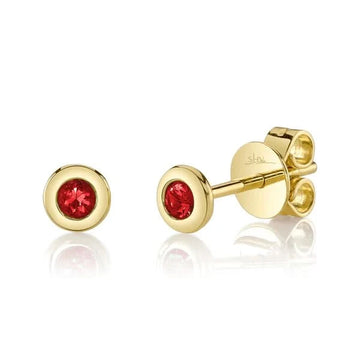 Mini Ruby Bezel Studs by Shy Creation