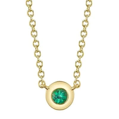 Mini Emerald Bezel-Set Necklace by Shy Creation